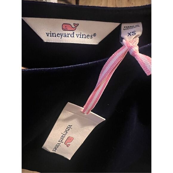 Vineyard Vines Size XS Bow Waist Velvet Romper Dark Blue Holiday Cocktail Party - Picture 12 of 12